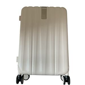 Hanke 20 Inch Carry On Luggage - Ivory White with packing cubes and luggage tag
